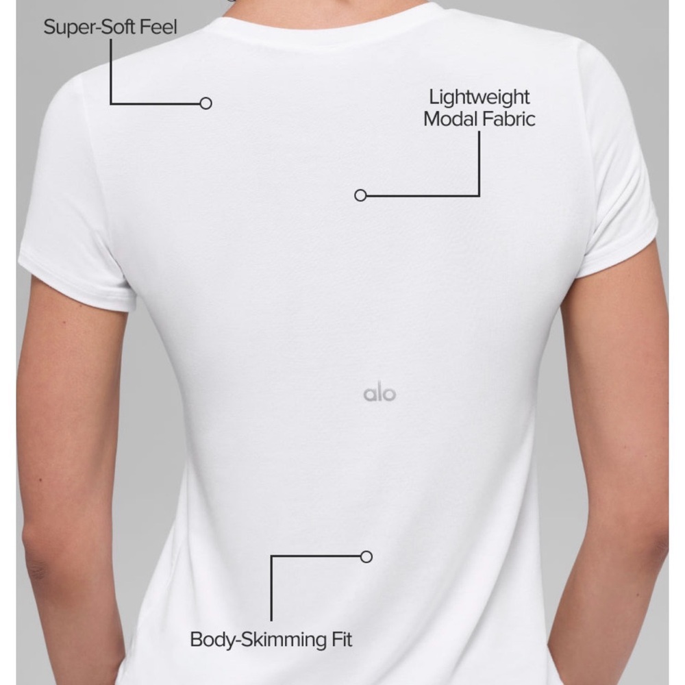 ALO Yoga All Day Short Sleeve Women's Classic White Tee